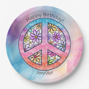Birthday Party Groovy Hippie Paper Plate