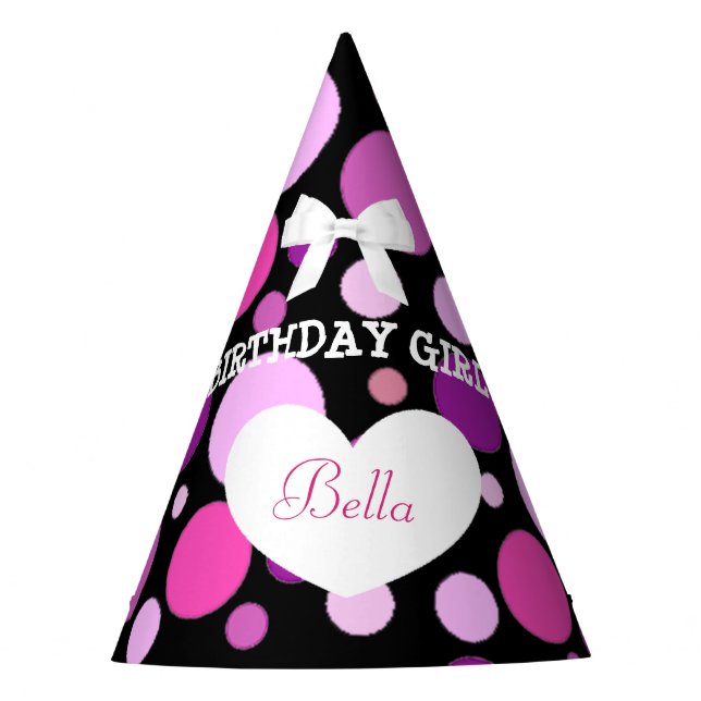 Birthday Party Hat Birthday Girl Black and White (Front)