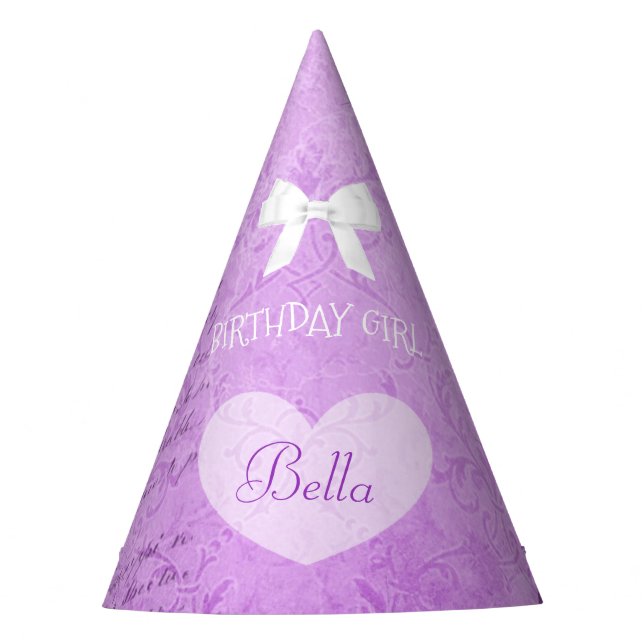 Birthday Party Hat Birthday Girl Purple Bow (Front)