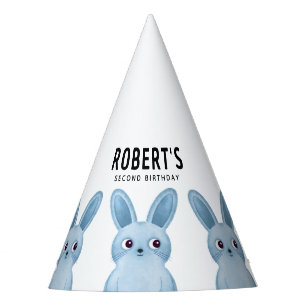 Birthday party hat with little blue bunnies