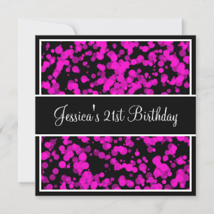 Birthday Party Hot Pink Bubbles Black & White Invitation