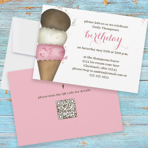 Birthday Party Ice Cream Cone Invitation