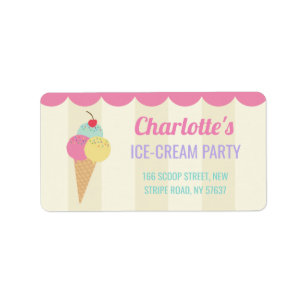 Birthday Party Ice-Cream Parlour Address Labels