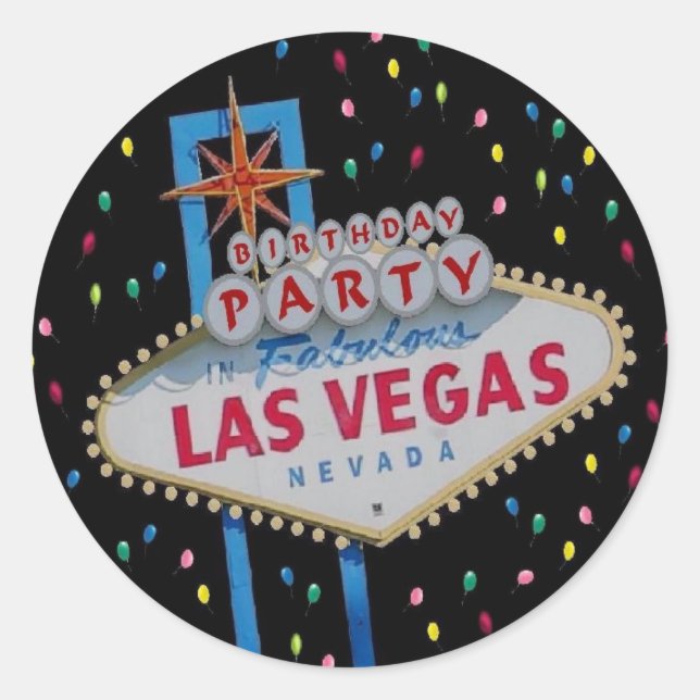 Birthday Party In Fabulous Las Vegas Sticker (Front)