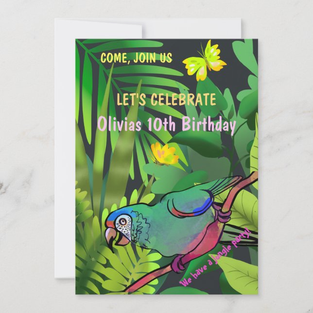 Birthday party in the jungle invitation (Front)