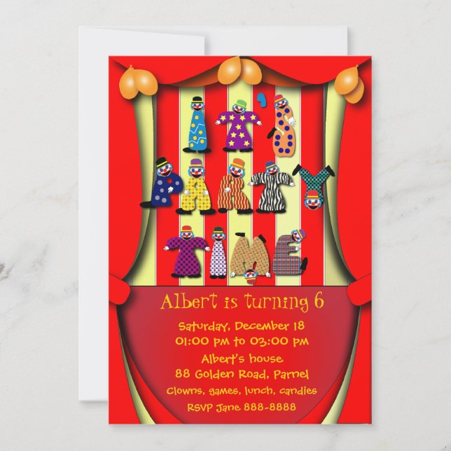 Birthday Party Invitation: 036 Clowns Invitation (Front)