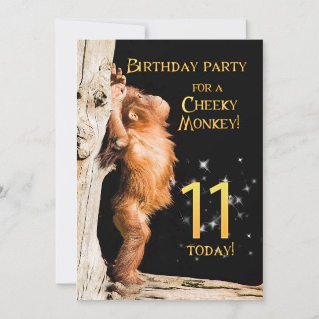 Birthday party invitation 11, with orangutan (Front)