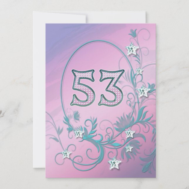 Birthday party invitation 53 years old (Front)