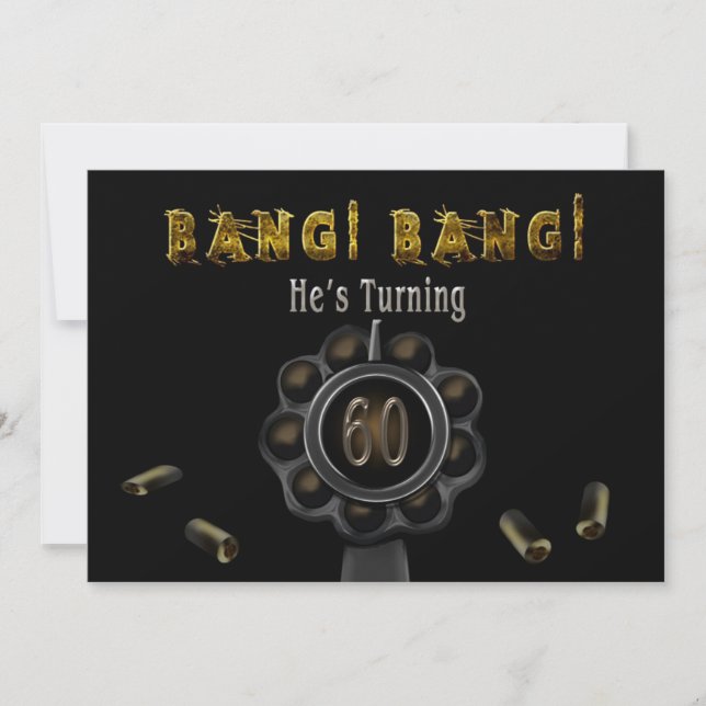 BIRTHDAY PARTY INVITATION - 60TH - BANG BANG! (Front)