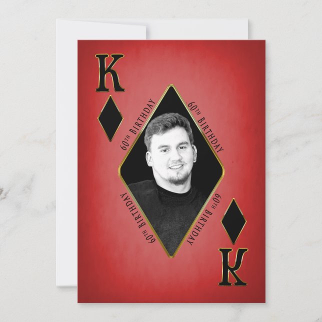 Birthday Party Invitation, 60th, Poker Card, Photo Invitation (Front)