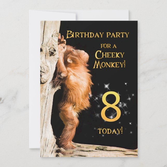 Birthday party invitation 8, with orangutan (Front)