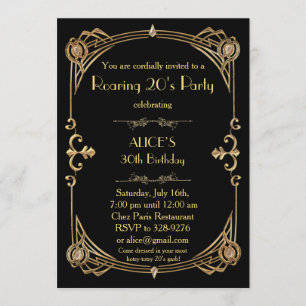 Birthday Party Invitation Any age, Art Deco Gatsby