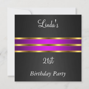 Birthday Party Invitation Black Purple gold