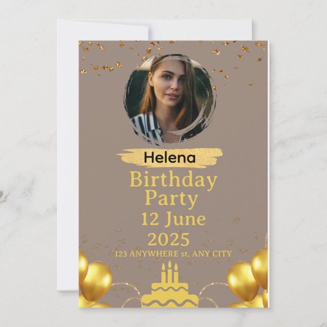 Birthday party invitation card | personalizable  (Front)
