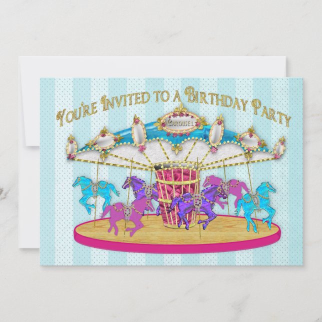 Birthday Party INVITATION - Carousel - Children (Front)