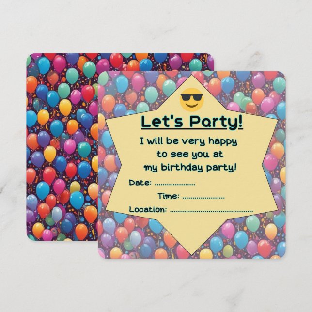 Birthday Party Invitation (English) (Front/Back)