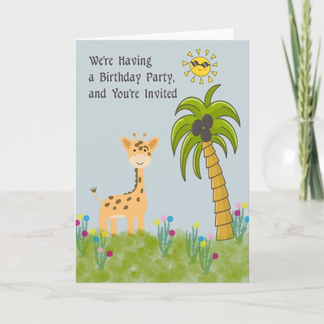 Birthday Party Invitation, for a Party at the Zoo Invitation (Front)