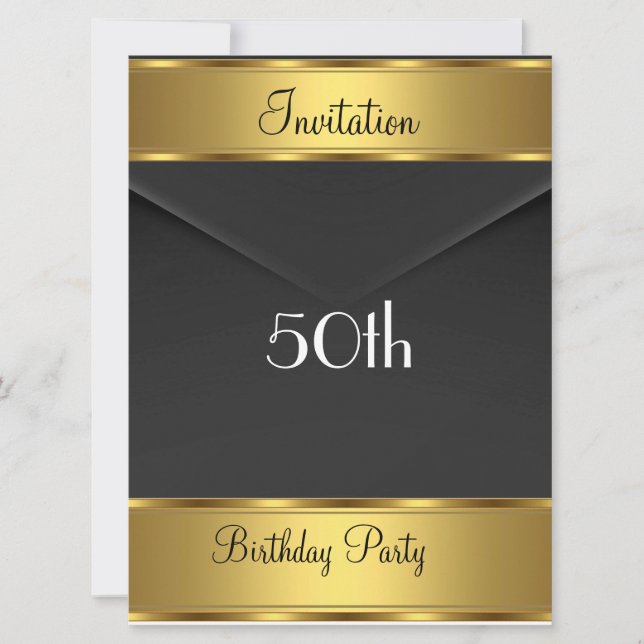 Birthday Party Invitation Gold 50th Birthday Party (Front)