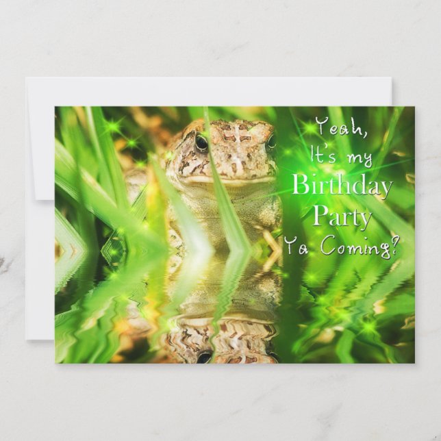 Birthday Party, Invitation, Humour, Frog,Ya Coming Invitation (Front)