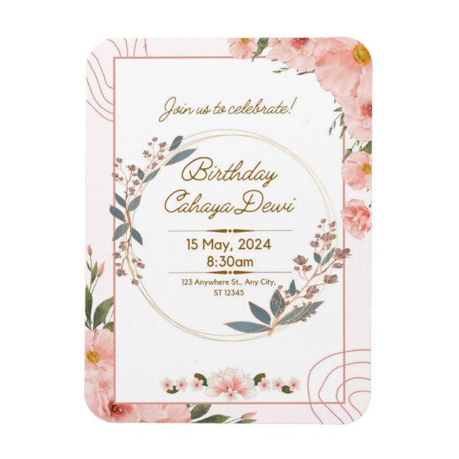 Birthday party invitation  magnet (Vertical)
