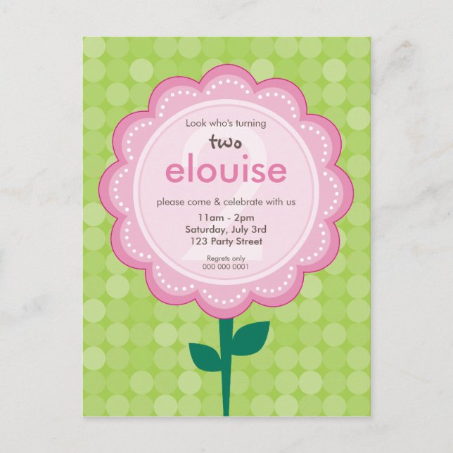 BIRTHDAY PARTY INVITATION :: numbered daisy 5 Postcard (Front)