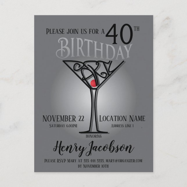 Birthday party invitation postcard (Front)
