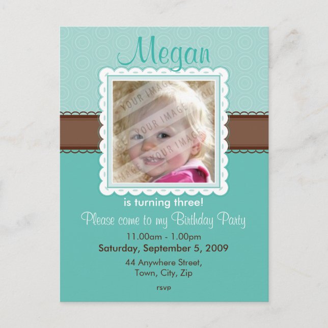 BIRTHDAY PARTY INVITATION :: prettily 7 Postcard (Front)