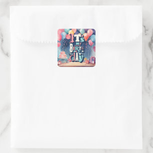 Birthday Party Invitation Square Sticker