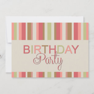 Birthday Party Invitation Stripes