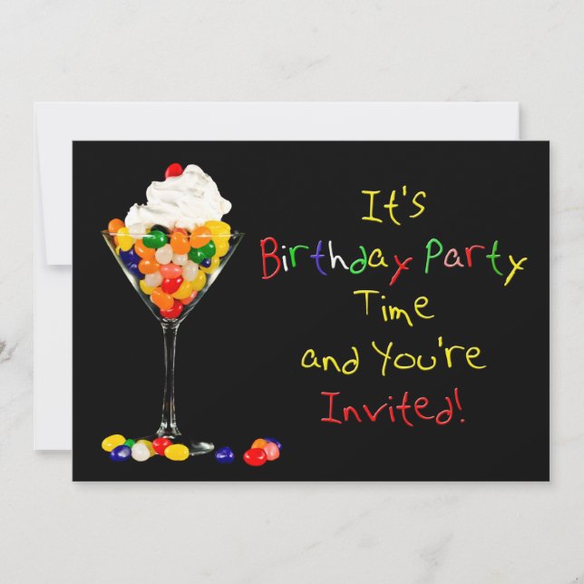 Birthday Party Invitation , Sundae Jelly Beans (Front)