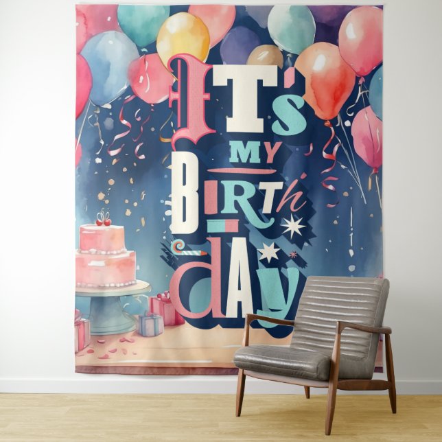Birthday Party Invitation Tapestry (In Situ)