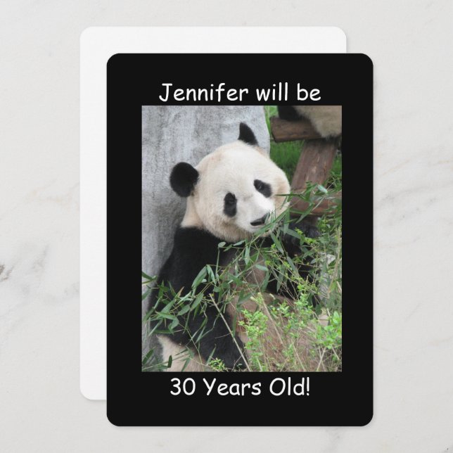 Birthday Party Invitation, Two-Sided, Panda Black Invitation (Front/Back)