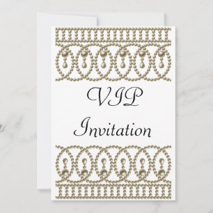 Birthday Party Invitation White Gold VIP