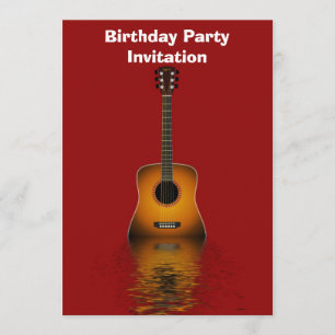 Birthday party invitation with acoustic guitar
