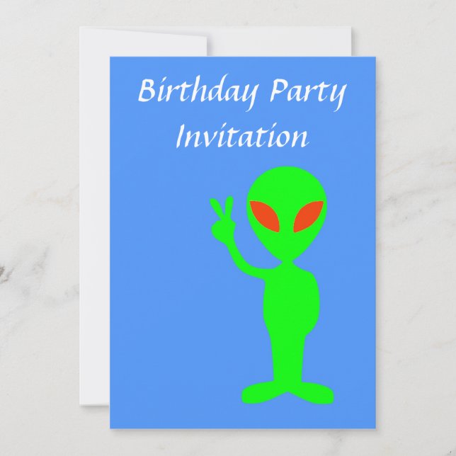 Birthday party invitation with alien for boy (Front)