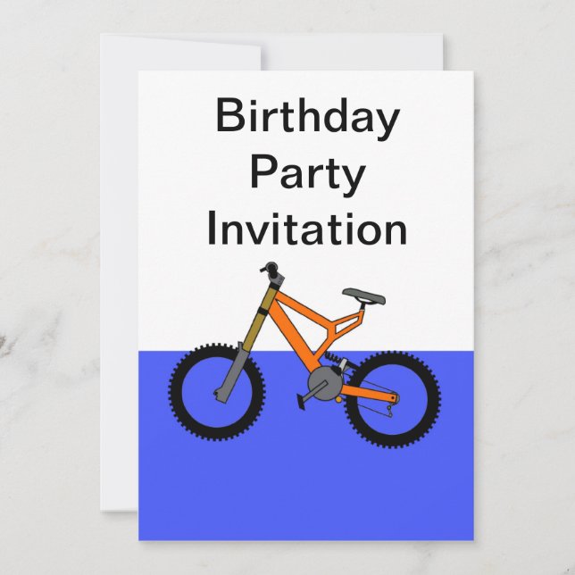Birthday party invitation with bicycle bike (Front)