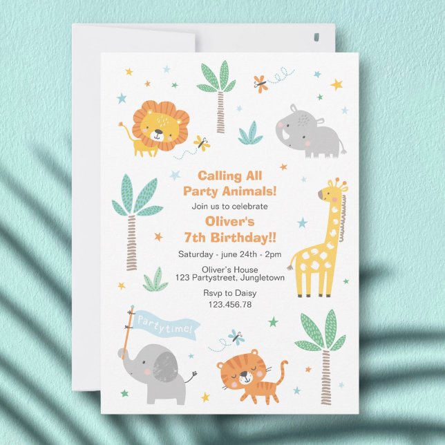 Birthday Party Invitation with cute jungle animals (Creator Uploaded)