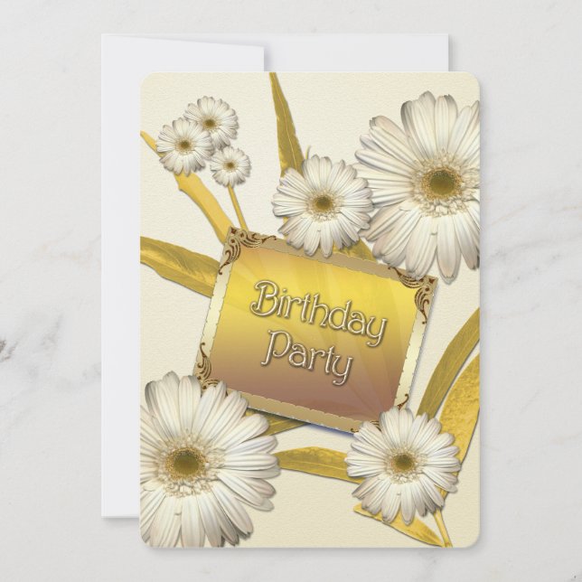 Birthday Party Invitation with daisies (Front)