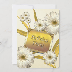Birthday Party Invitation with daisies