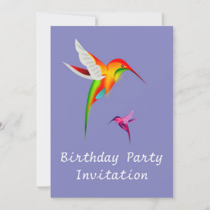 Birthday party invitation with hummingbirds