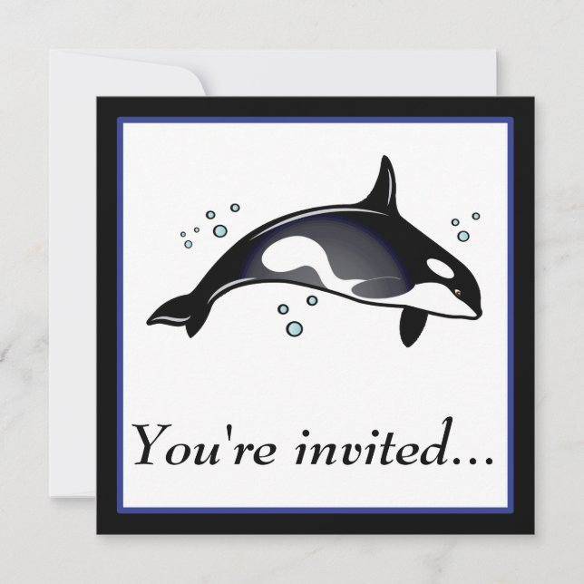 Birthday Party Invitation with Orca Whale (Front)