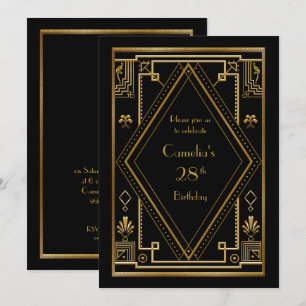 Birthday party invitation woman,great Gatsby,black