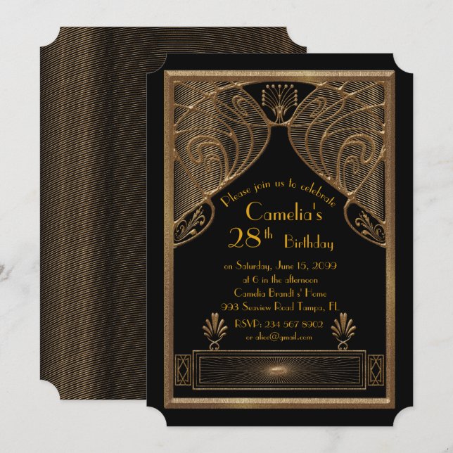 Birthday party invitation woman man,great Gatsby (Front/Back)
