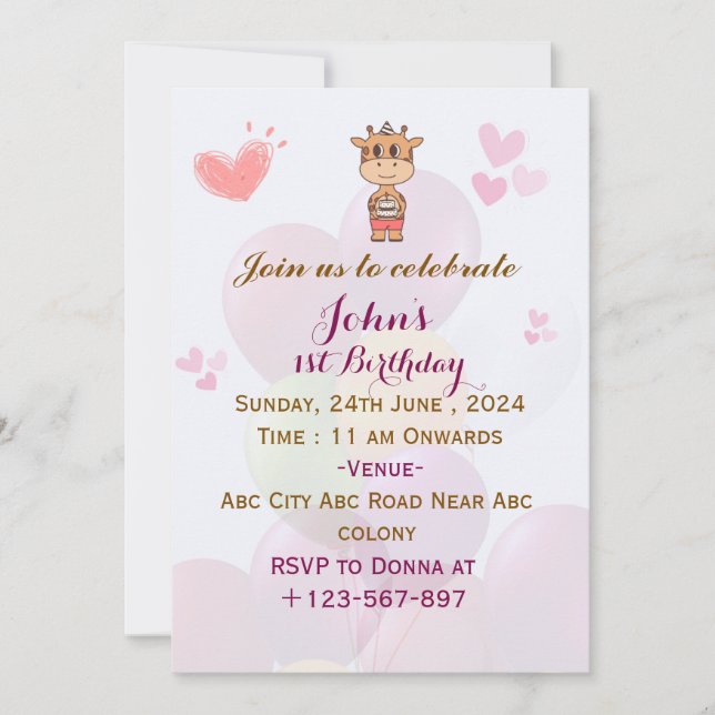 Birthday Party Invitations  (Front)