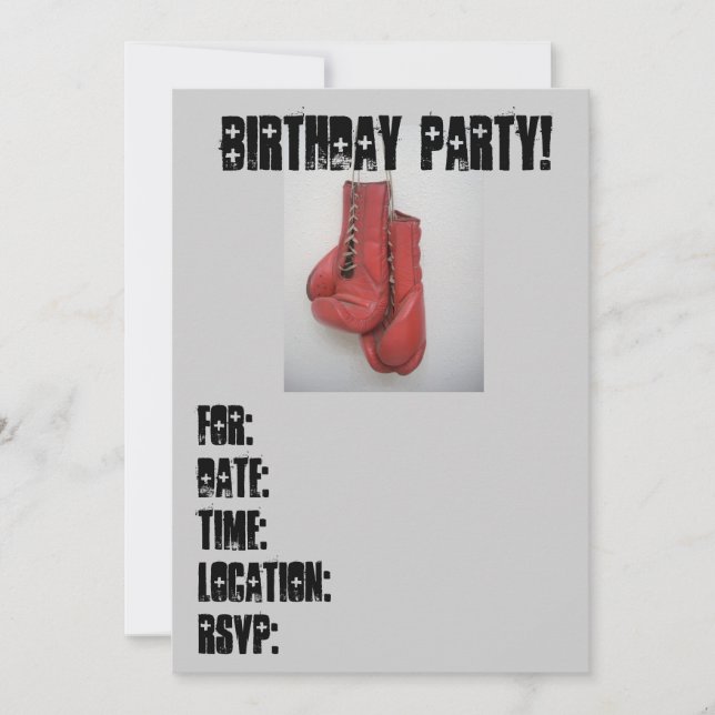 Birthday Party Invitations Boxing Gloves (Front)