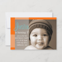 Birthday Party Invite | A Segment Orange Turquoise