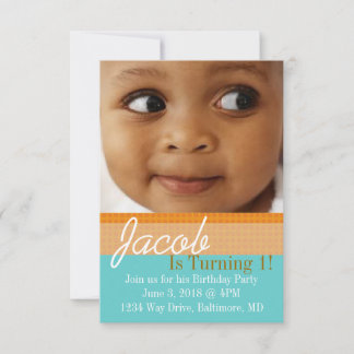 Birthday Party Invite | B-Day Blue Orange