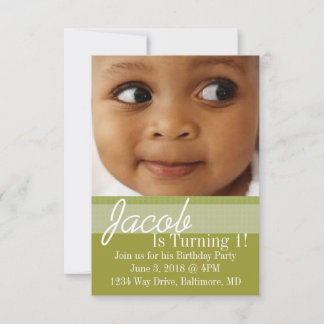 Birthday Party Invite | B-Day Olive Green