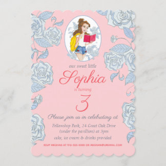 Birthday Party Invite, Modern Princess Belle Invitation