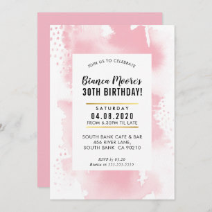 BIRTHDAY PARTY INVITE modern watercolor pale pink